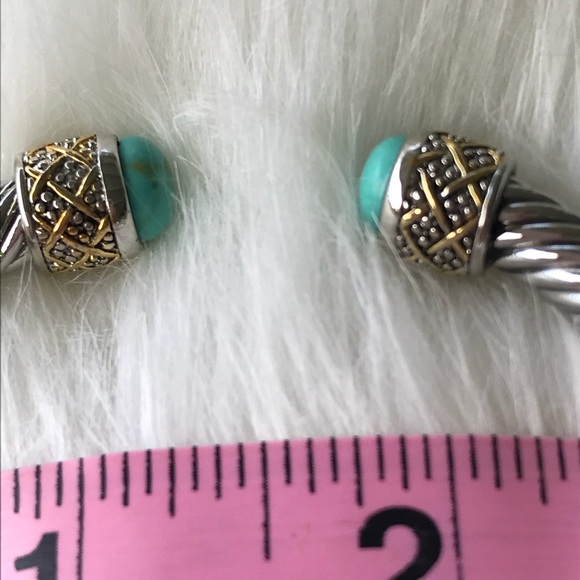 Twisted Cable Cuff Bracelet faux Turquoise - Picture 2 of 3